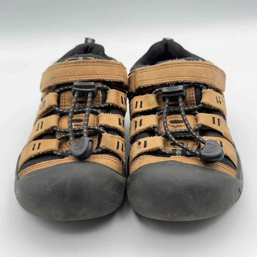 Keen Newport H2 Kids Tan Black Leather Hybrid Hiking Sandals Shoes US 11